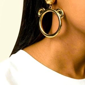 Moschino Teddy Bear Ready Bear Hoop Gold Earrings